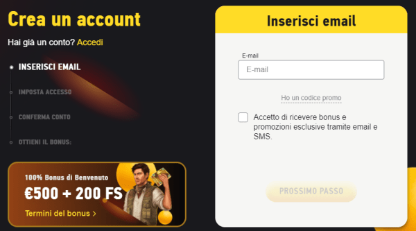 Registrazione guida passo per passo