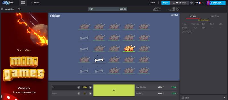 Immagine di come funziona il mini-gioco Chicken MyStake