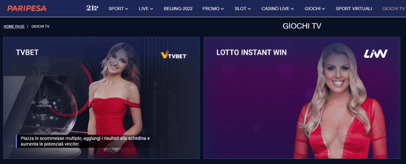 Paripesa giochi TVBET live 24 ore - lotterie keno blackjack