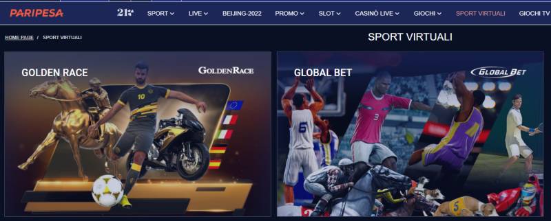 Paripesa sport virtuali - calcio basket tennis motori 24 ore